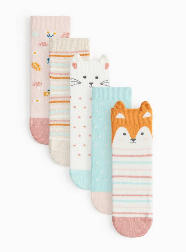 Woodland Theme Ankle Socks 5 Pack 3-5.5 Infant
